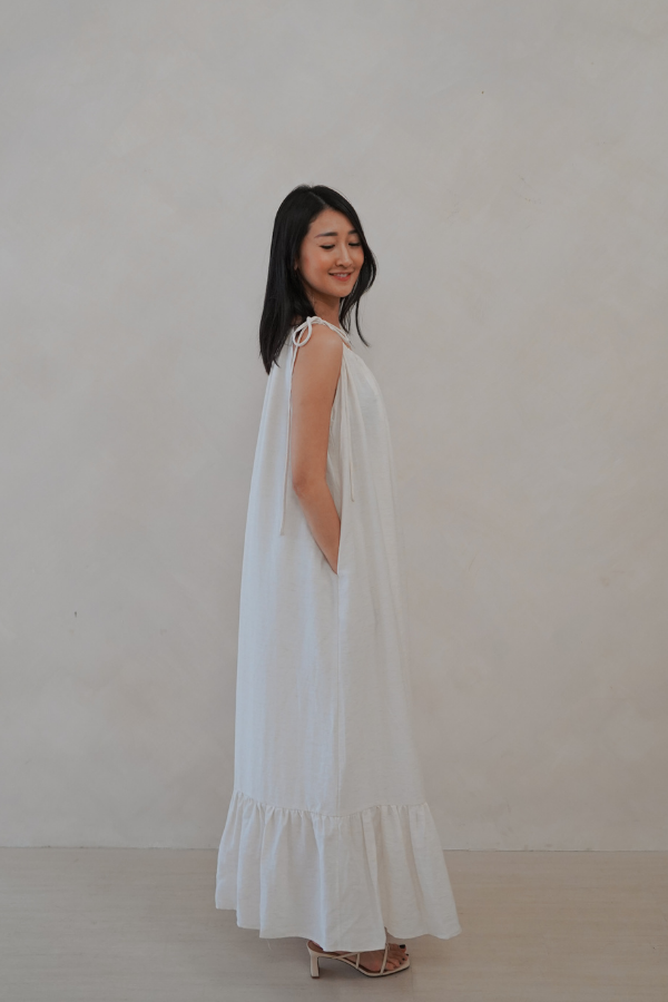 Kinship Halter Maxi Dress - Ivory White