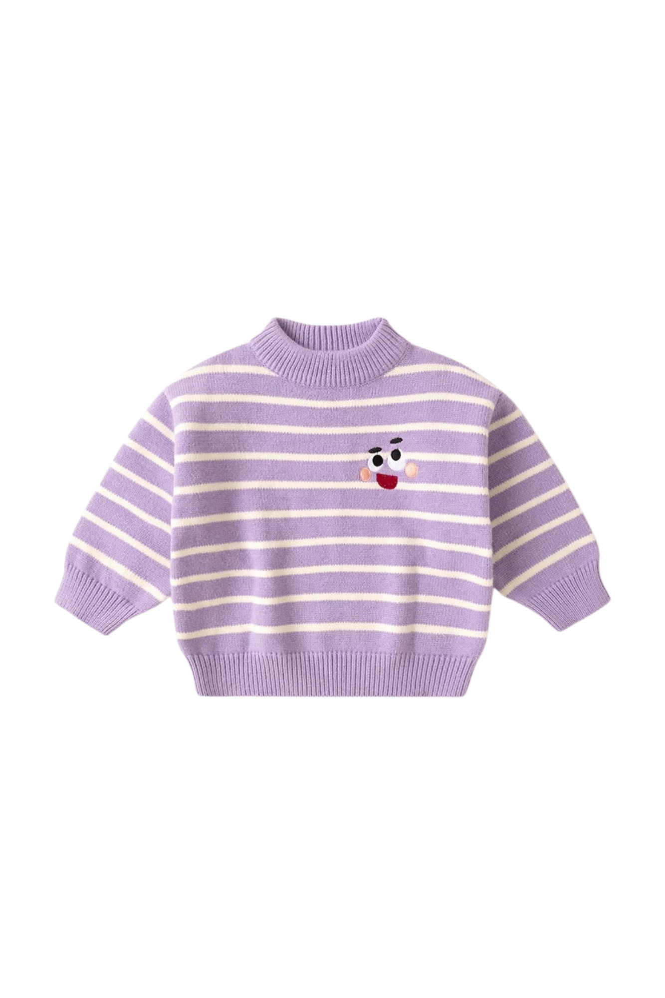 Kids Knitted Stripes Sweater Plum