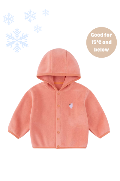 Holiday Travel Hooded Button Jacket Pink