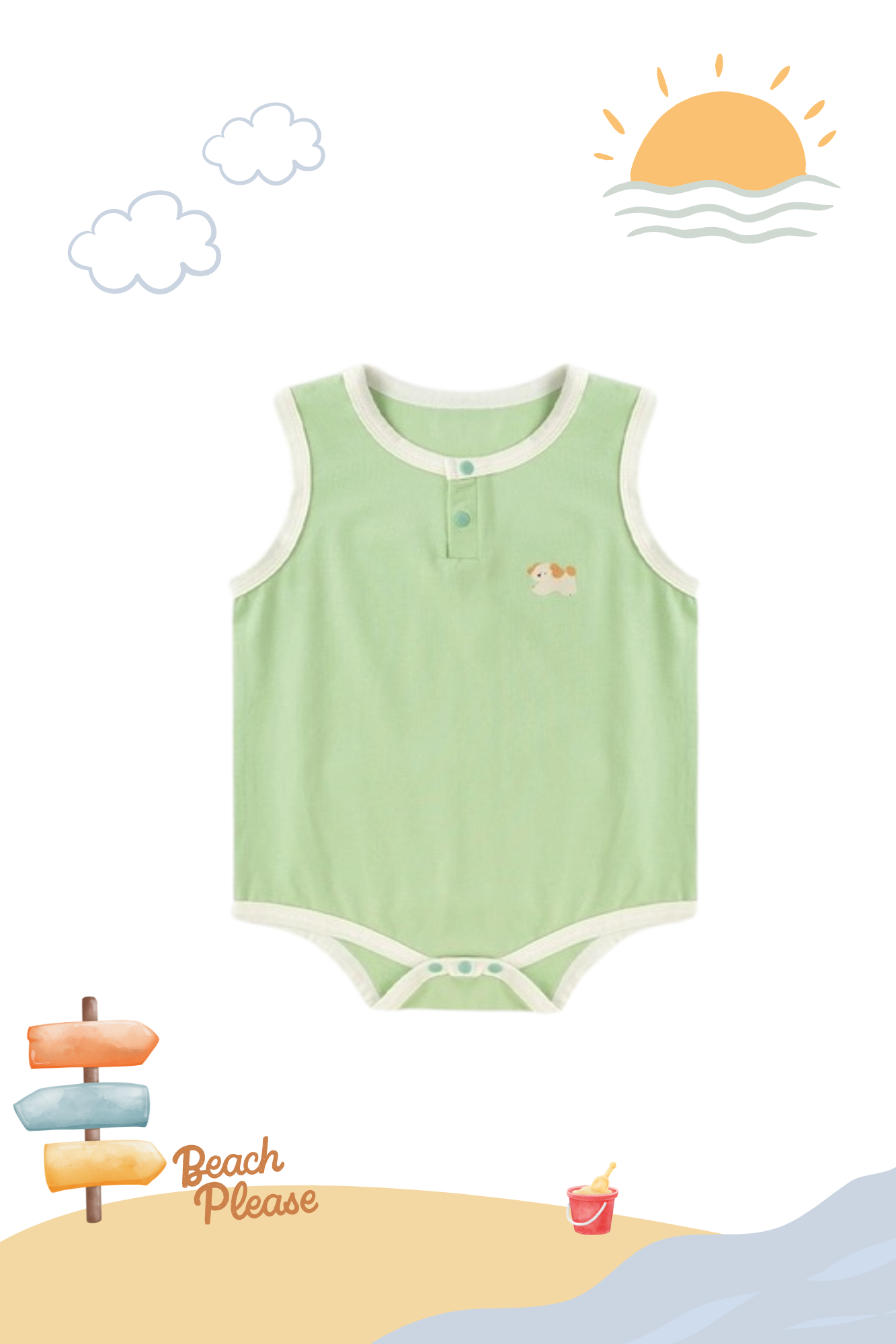 Summer Soft Cotton Playsuit Puppy