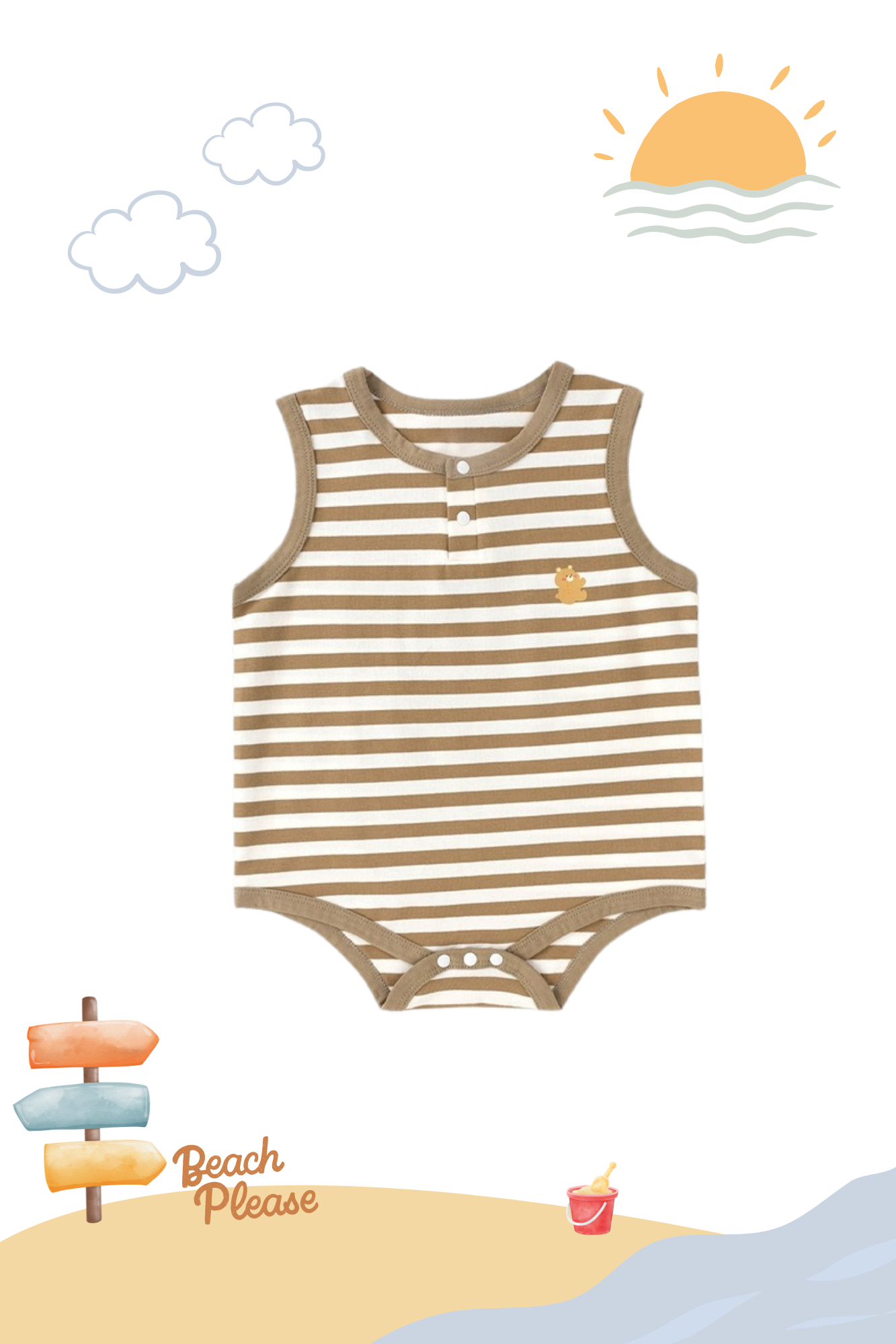 Summer Soft Cotton Playsuit Bear