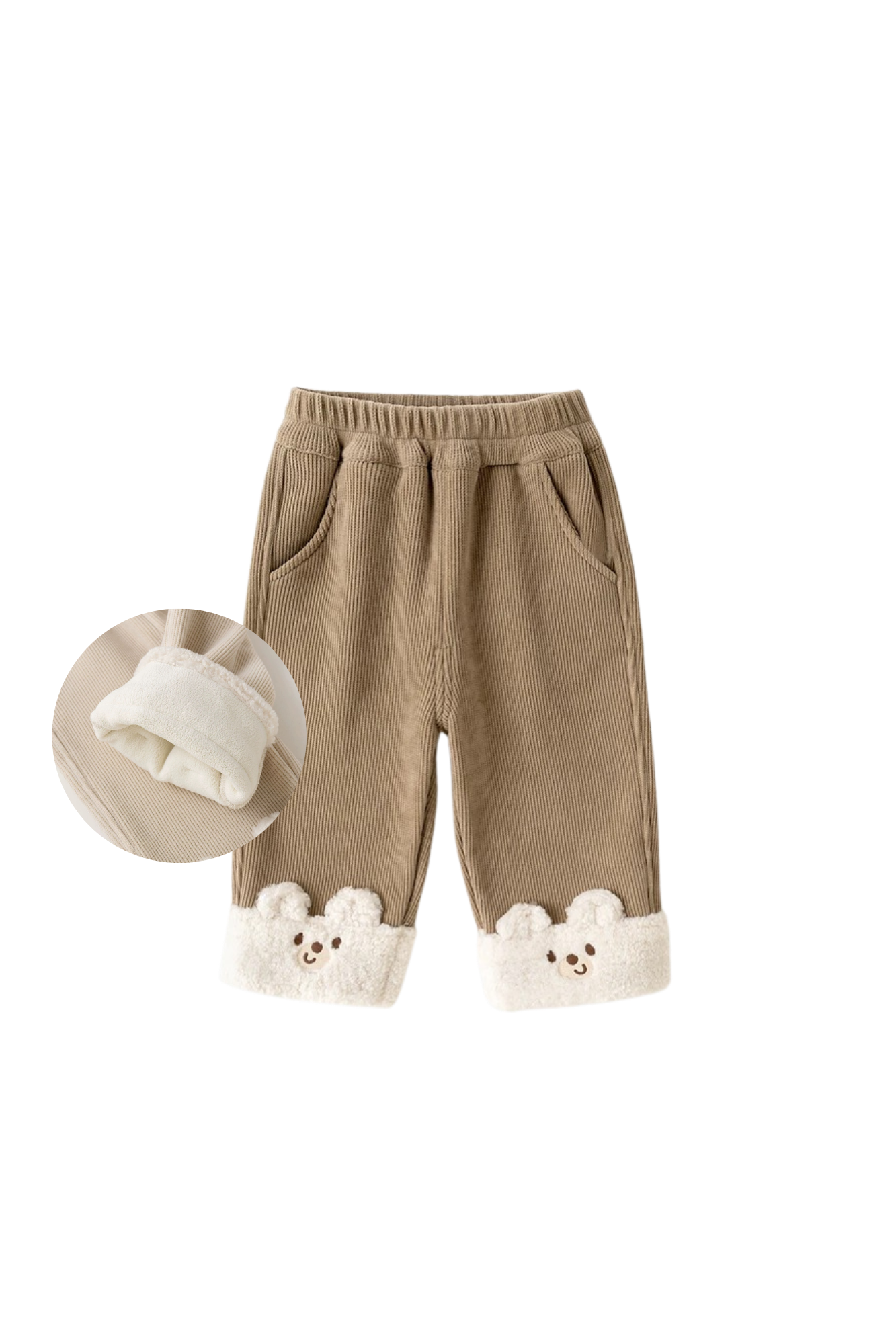 Fleece Lined Kids Pants in Brown