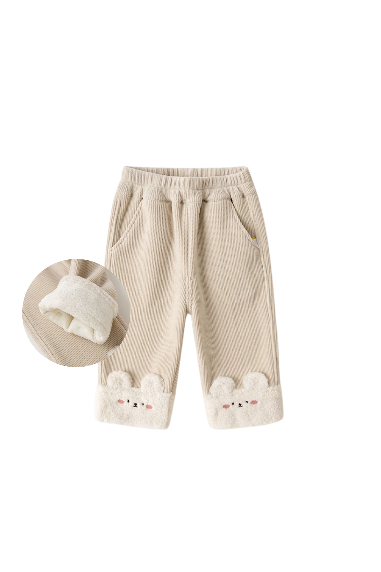 Fleece Lined Kids Pants in Oat