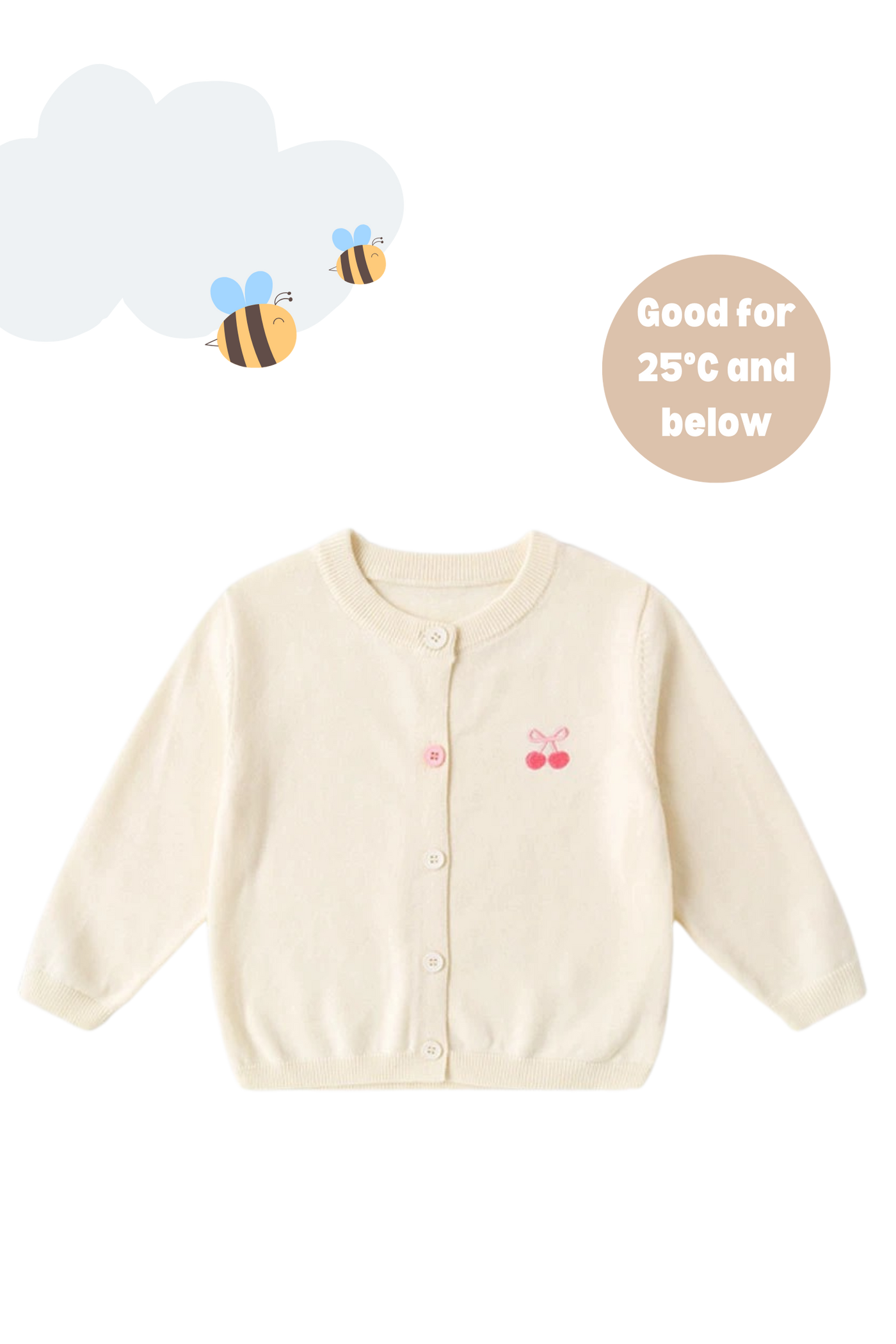 Spring Button Knit Girls Cardigan Sand