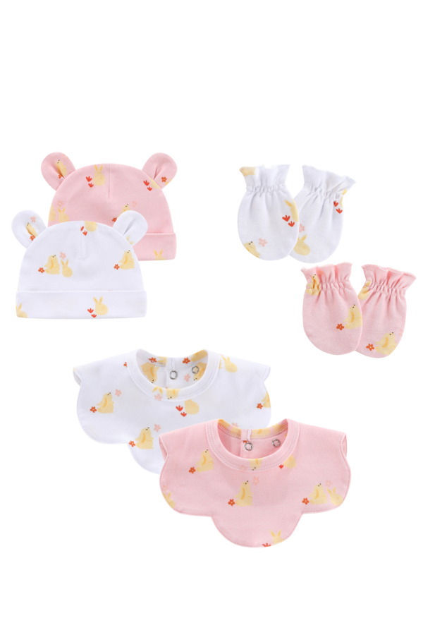 Organic Baby Firsts 8 Piece Set Bunny Soft Blush