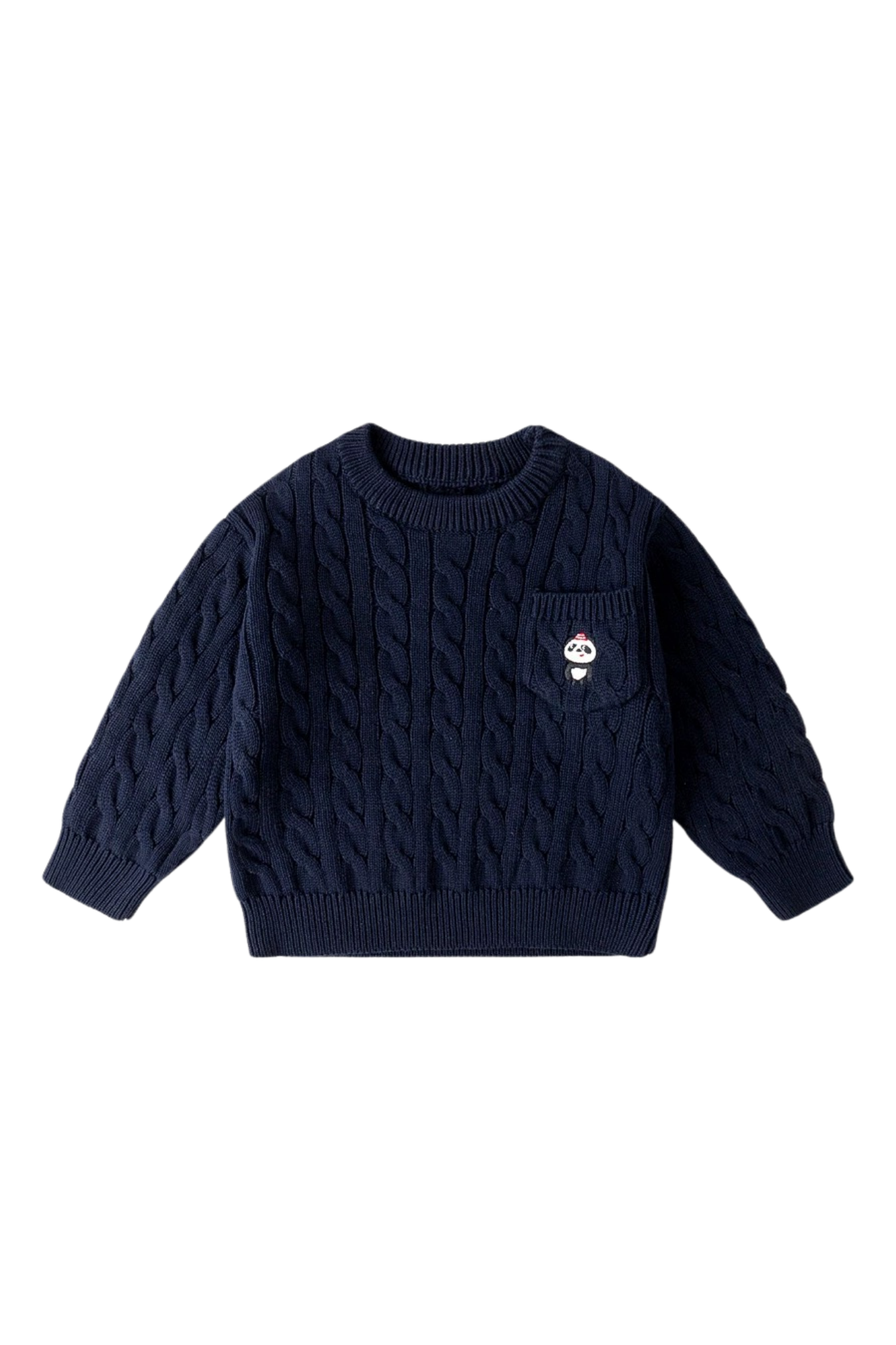 Kids Knitted Navy Sweater Panda