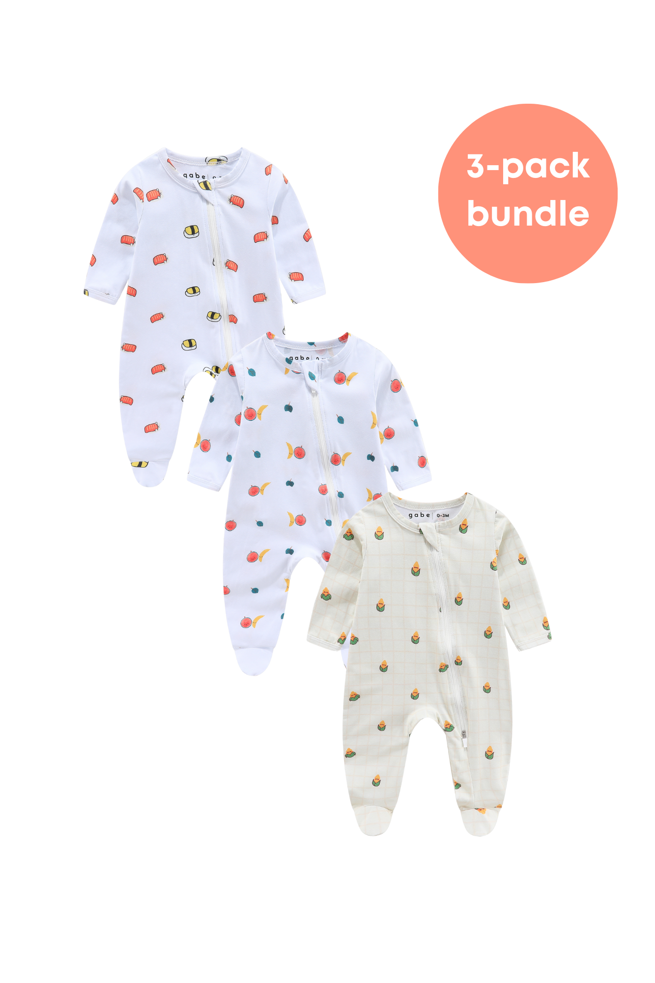 Organic Bamboo Cotton Foodie Sleepsuit Bundle