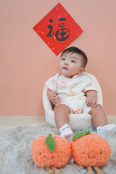 Serpent Blooms Baby Boy Lined Mandarin Collar Shirt Playsuit