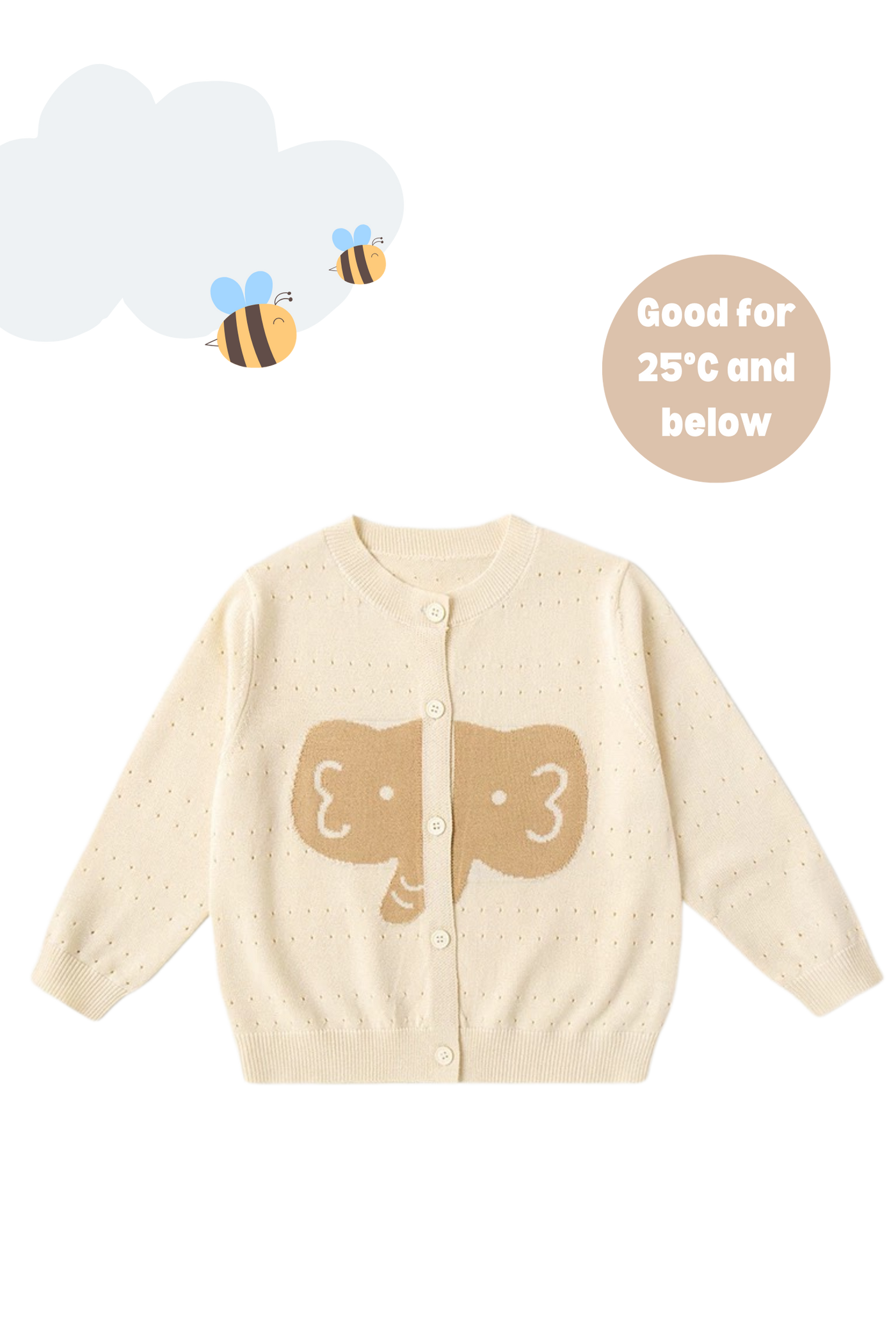 Button Knit Elle Girls Cardigan Cream