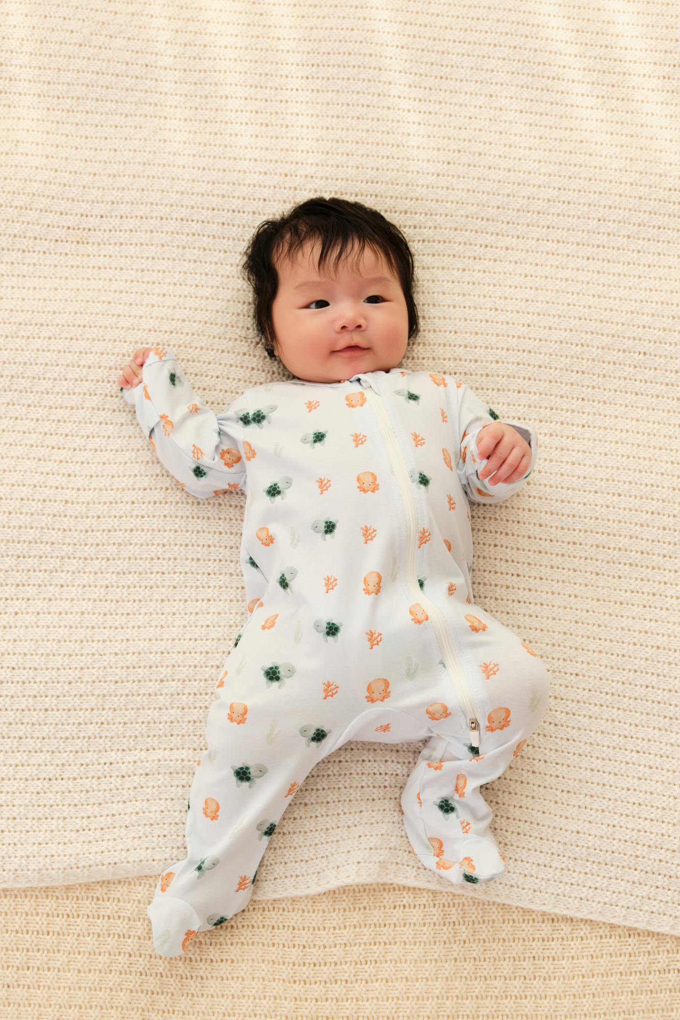 Soft Organic Cotton Sleepsuit Sea Creatures