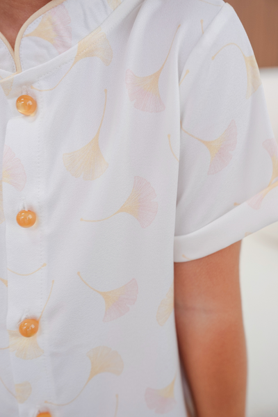 Dawn Petals Boy Lined Mandarin Collar Shirt