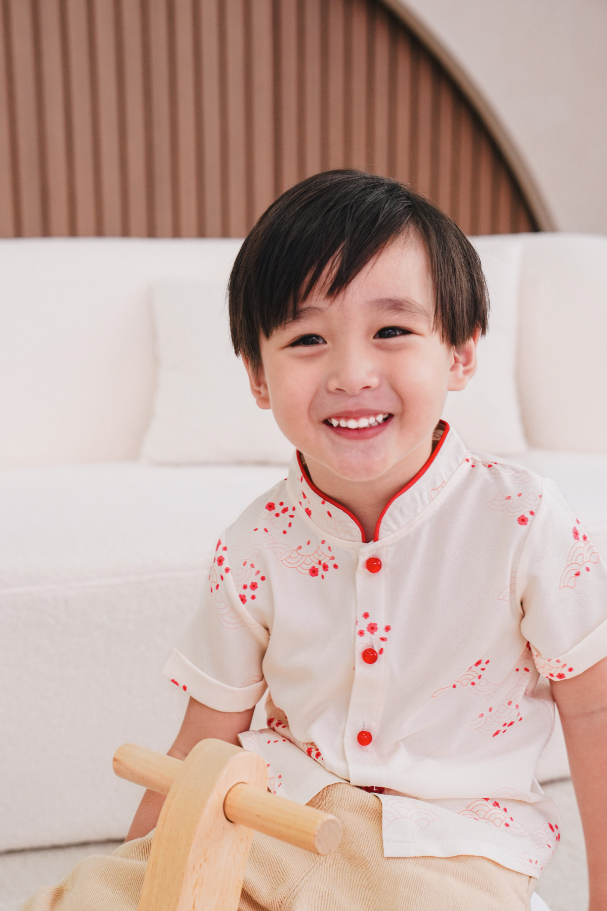 Serpent Blooms Boy Lined Mandarin Collar Shirt