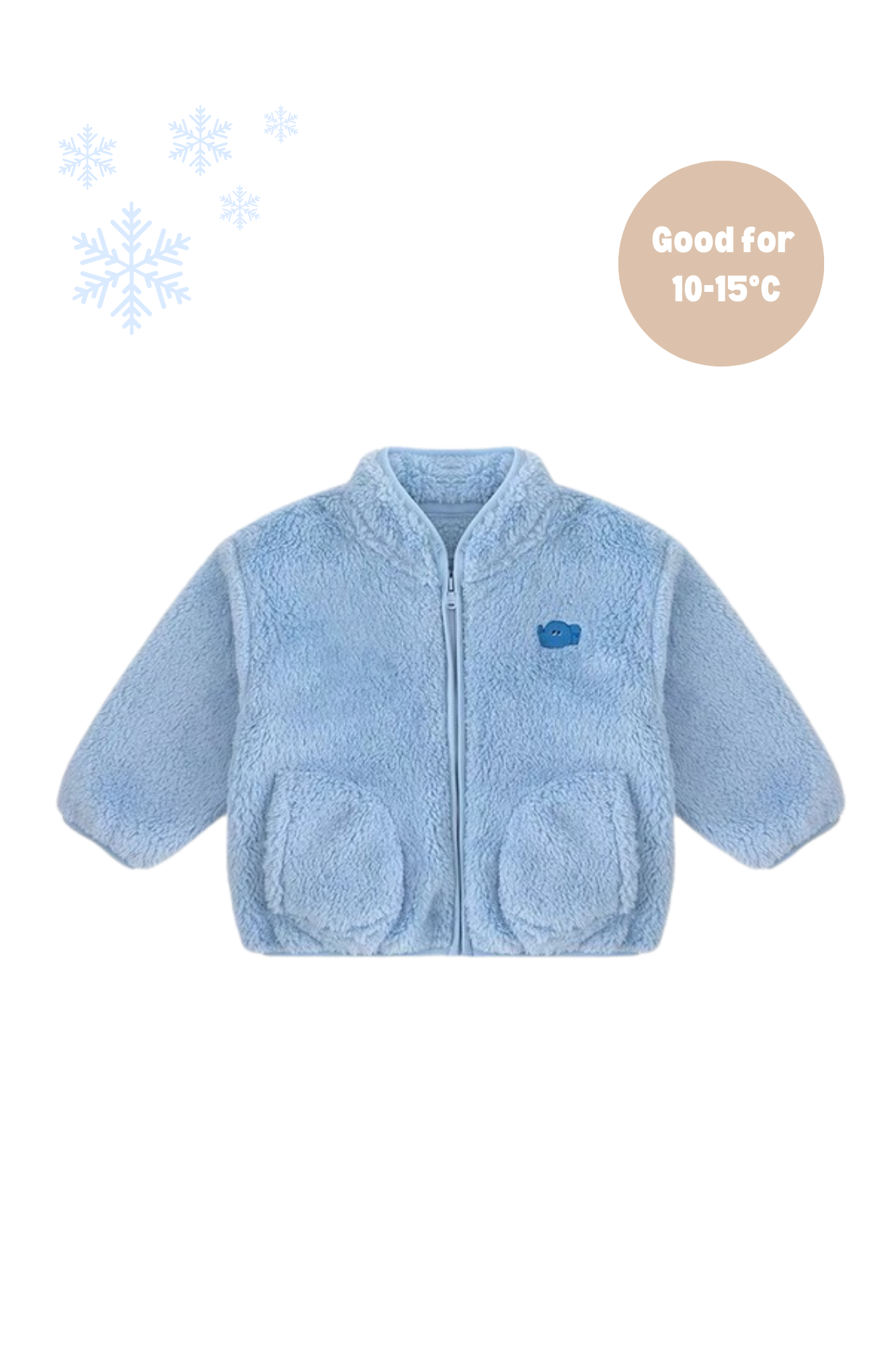 Fluffy Fleece Zip Jacket Sky Blue