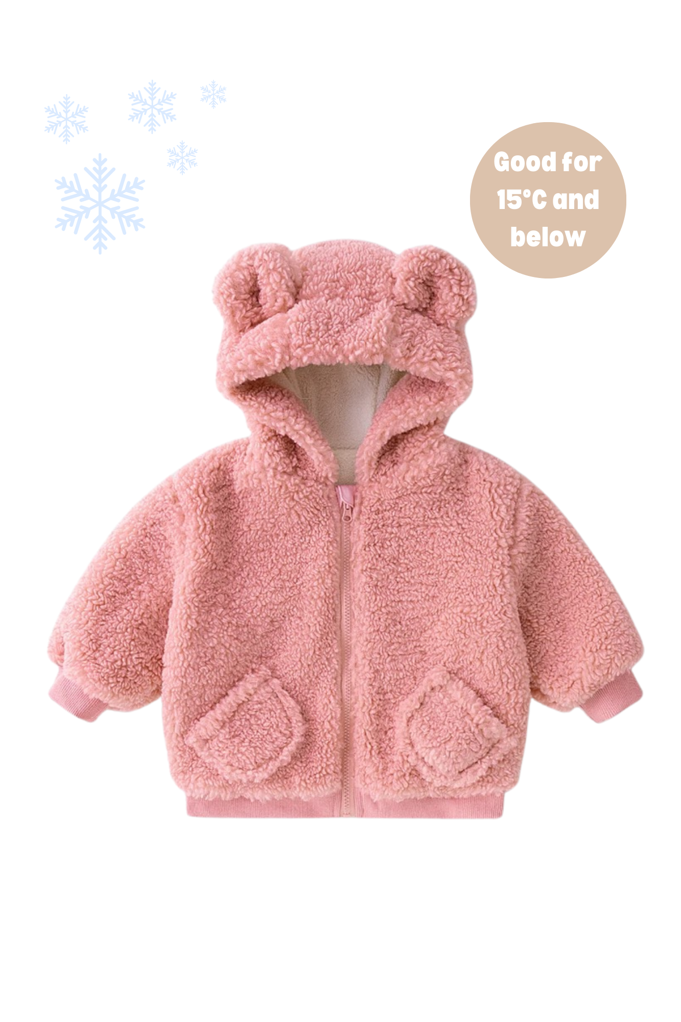 Fluffy Fleece Zip Jacket Sweet Peach