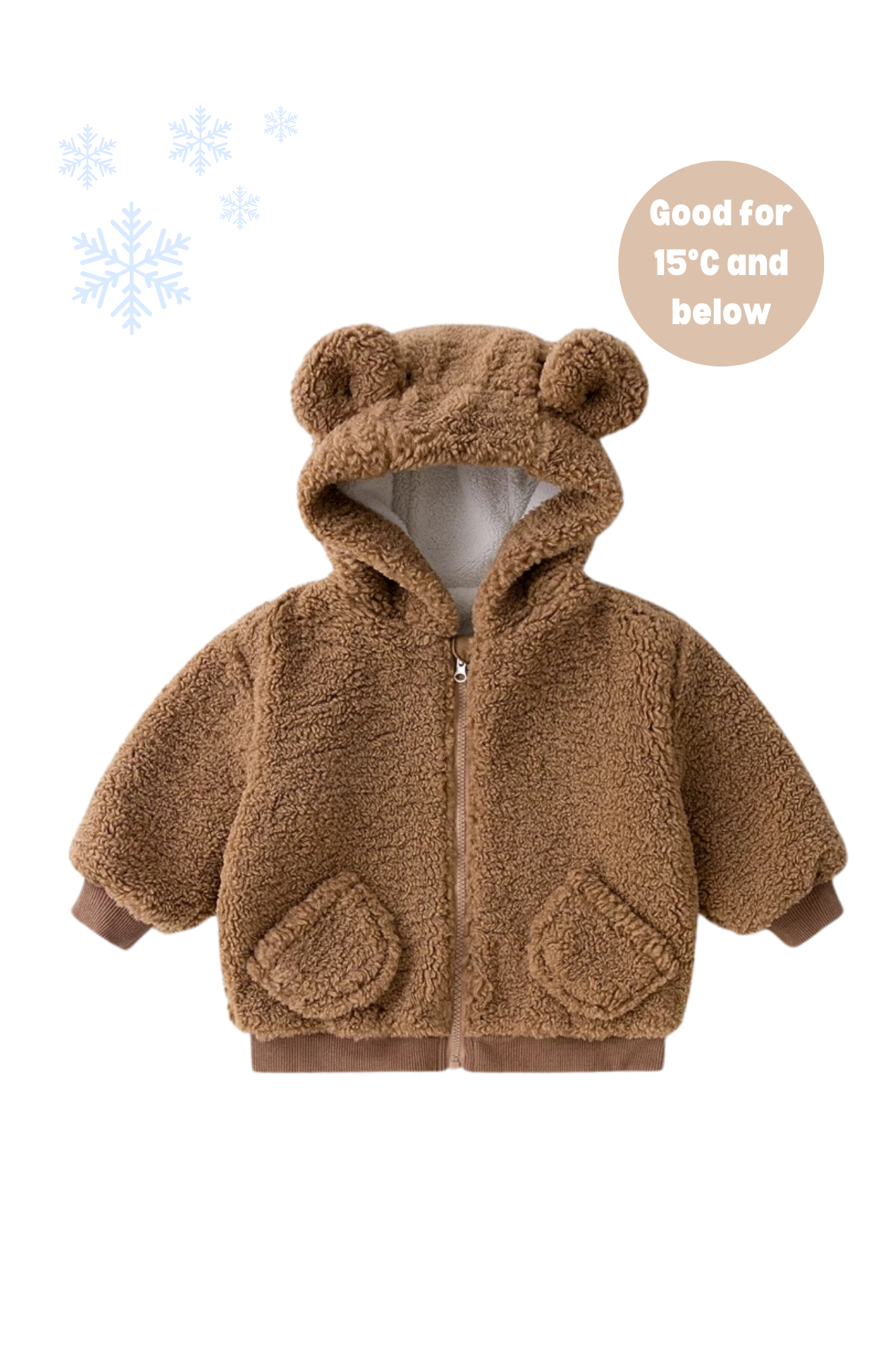 Fluffy Fleece Zip Jacket Brown Bear