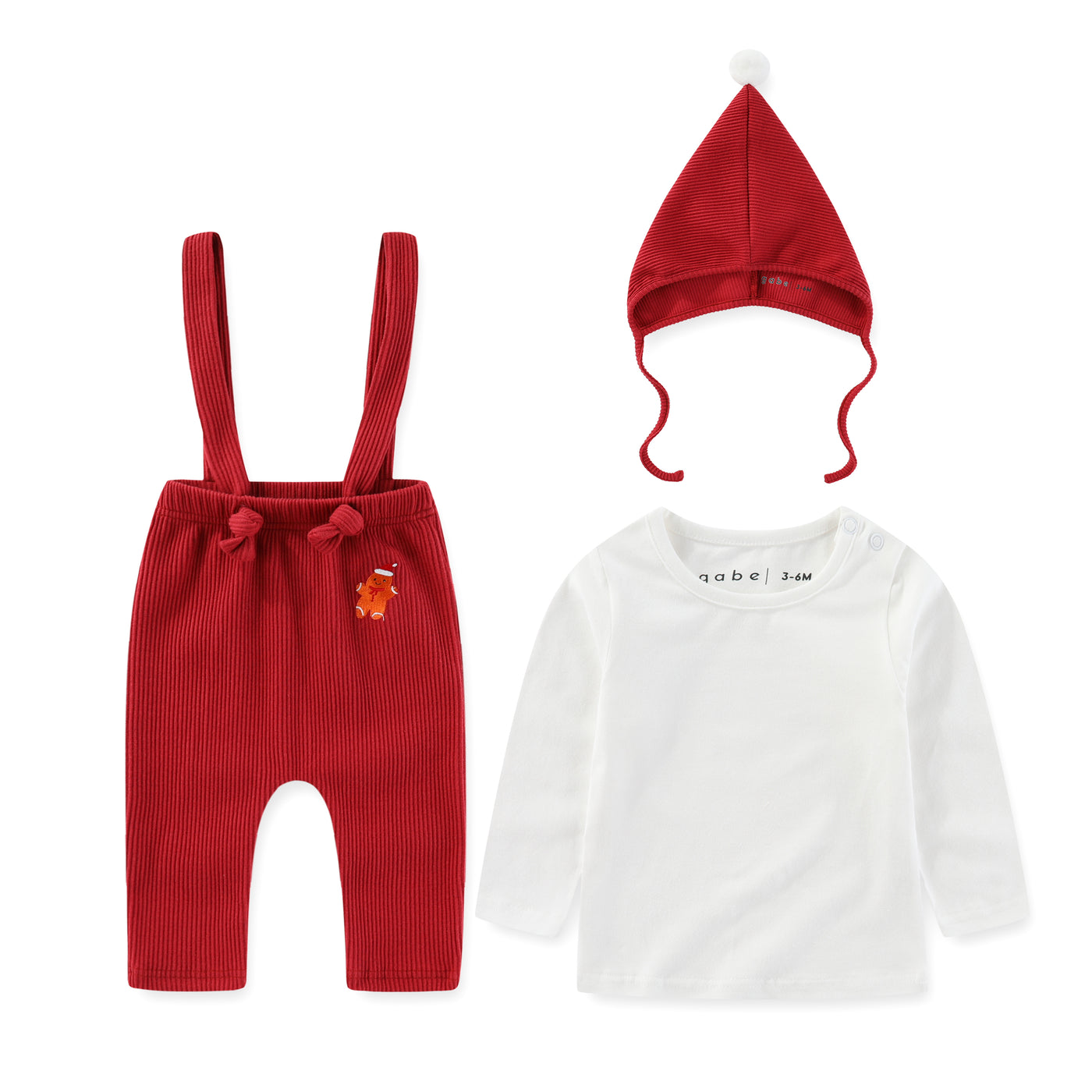 Gingerbread Ribbed Baby 3-piece Jumpsuit Set