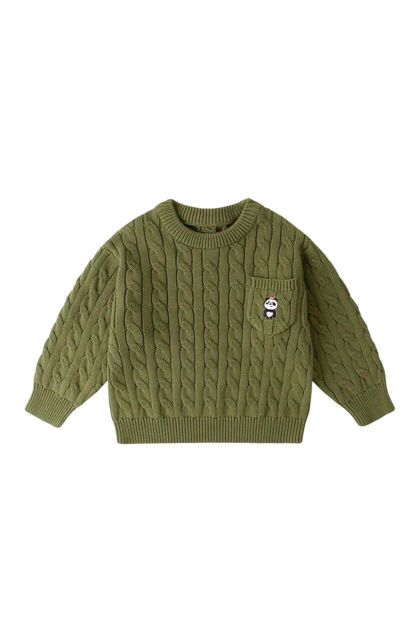 Kids Knitted Olive Sweater Panda