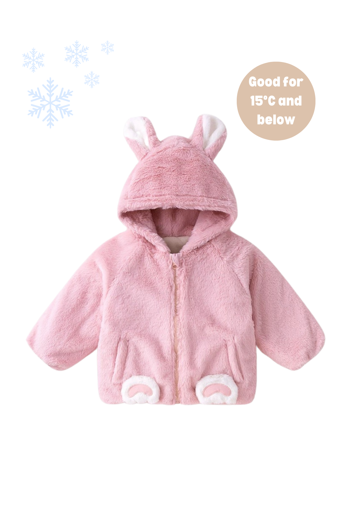 Fluffy Fleece Zip Jacket Baby Pink