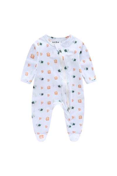 Soft Organic Cotton Sleepsuit Sea Creatures