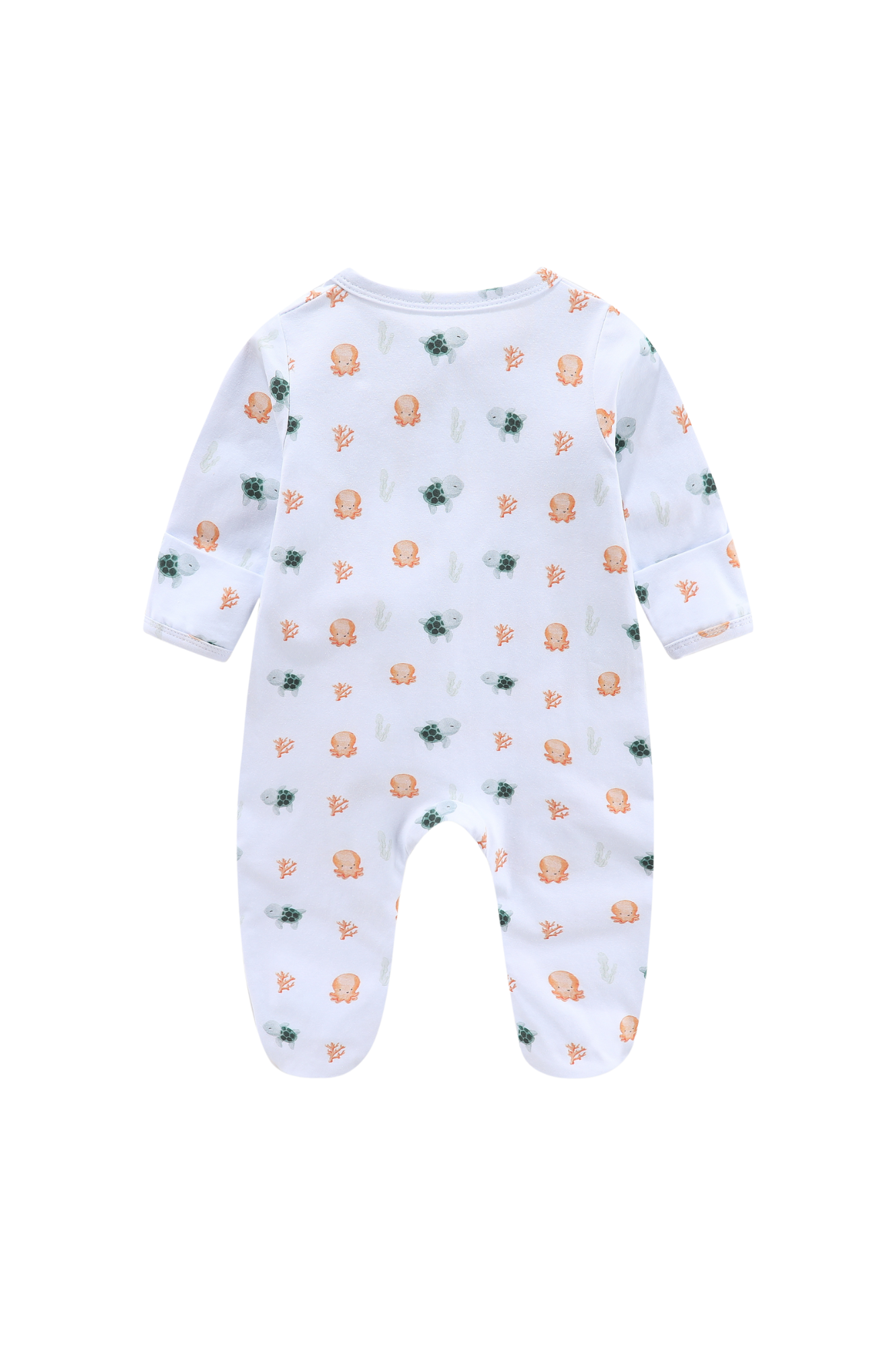 Soft Organic Cotton Sleepsuit Sea Creatures