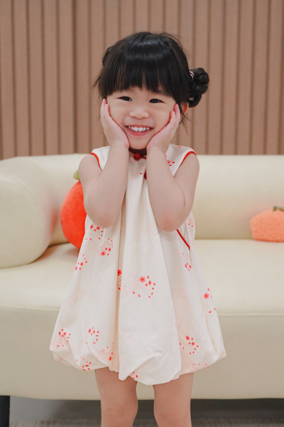 Serpent Blooms Girl Qipao Balloon Dress