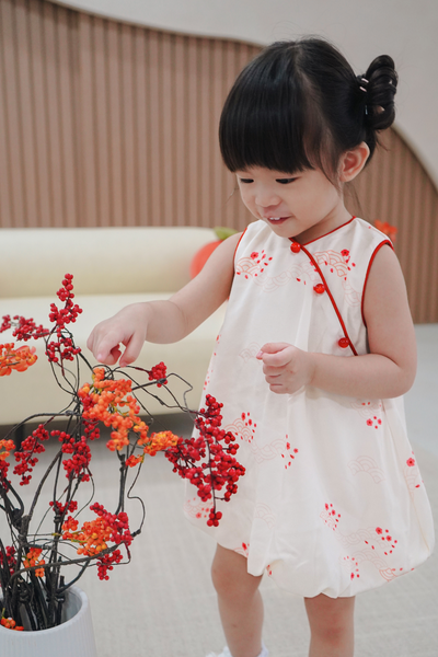 Serpent Blooms Girl Qipao Balloon Dress