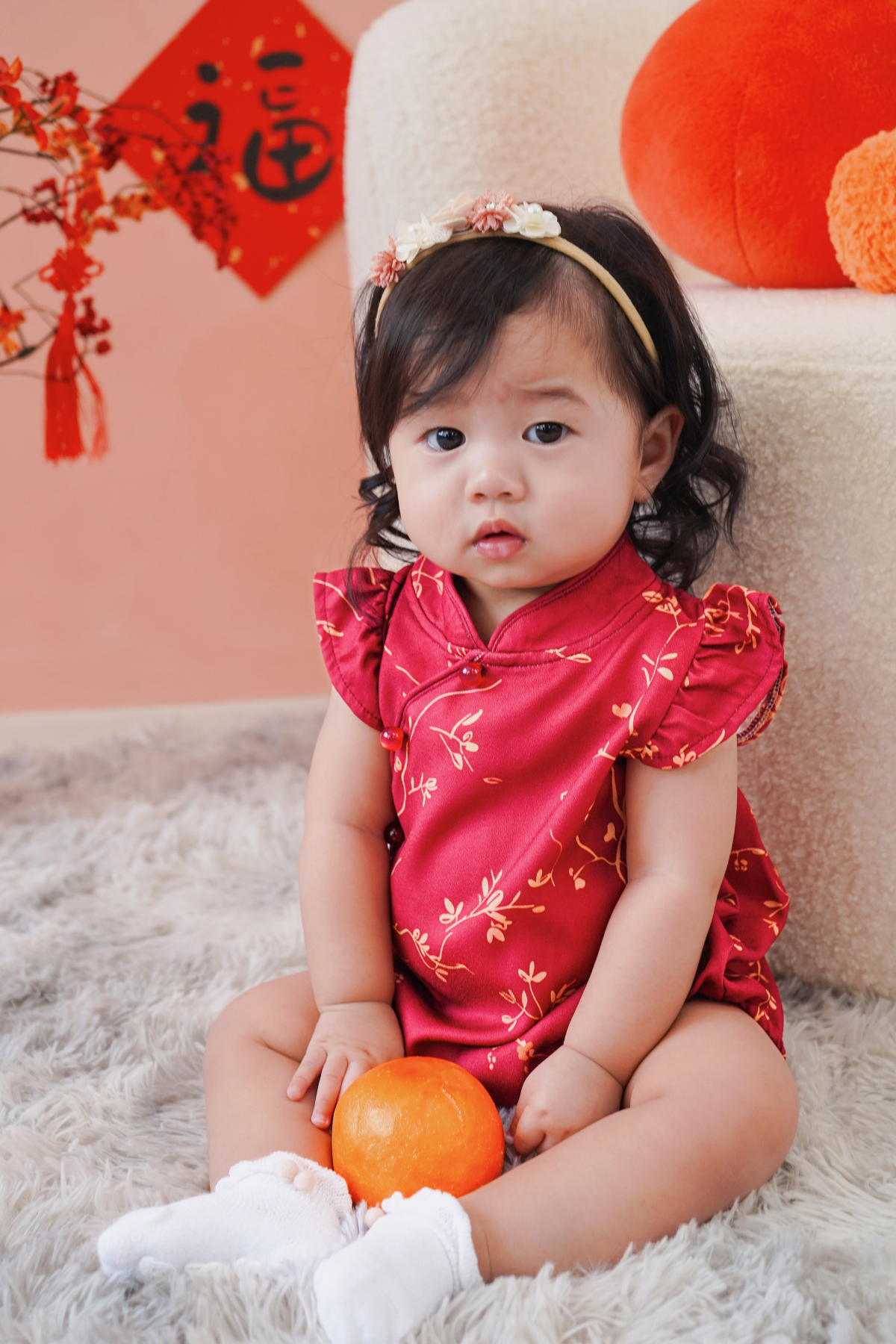 Golden Vines Baby Girl Ruffled Sleeves Playsuit