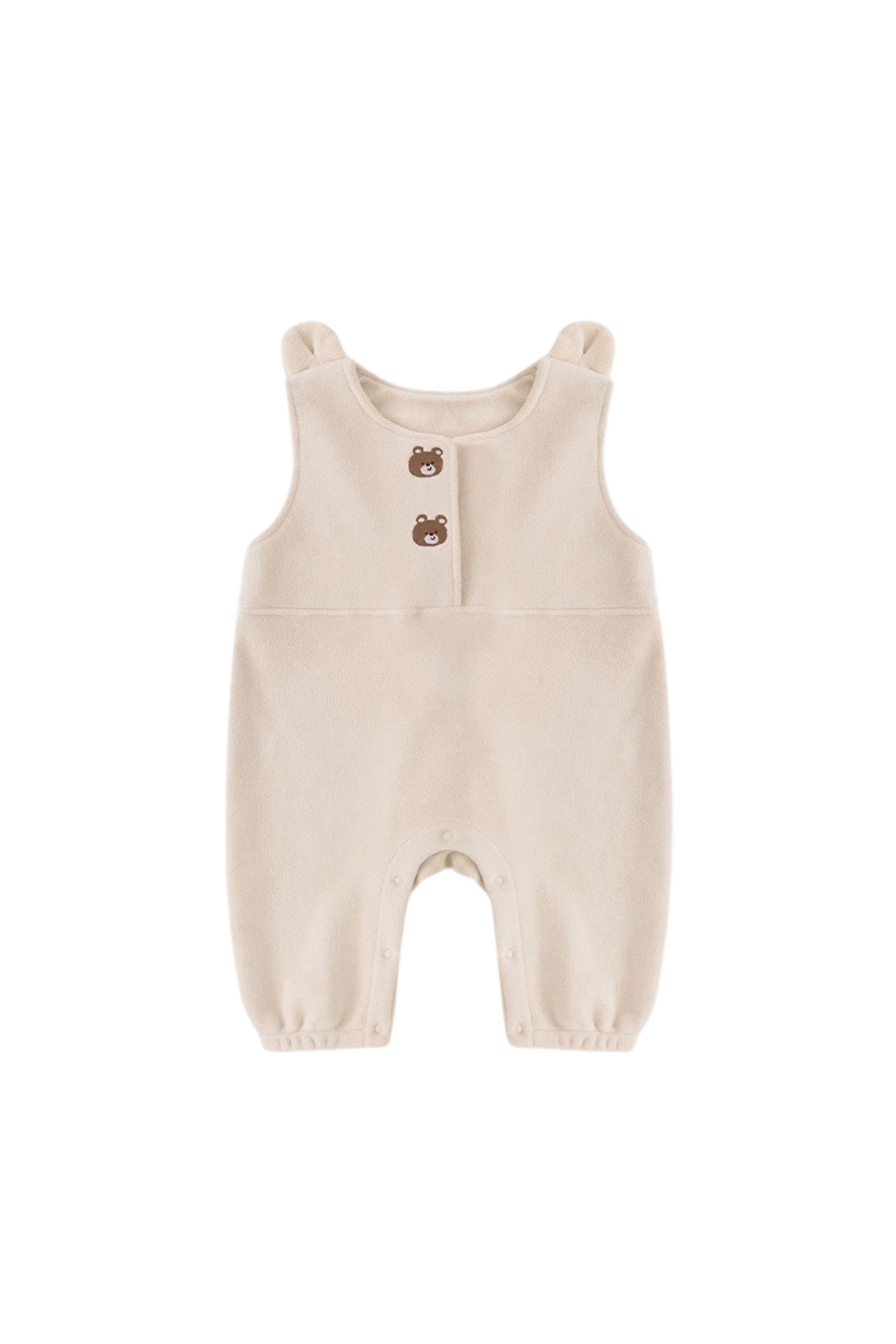 Casual Fleece Jumpsuit Cream Bear