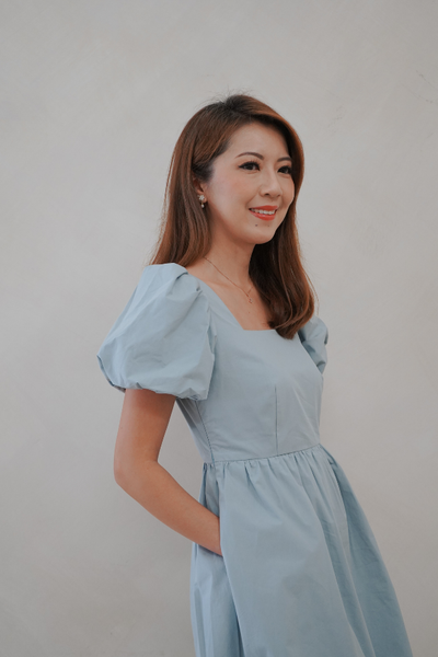 Kinship Puff-Sleeve Babydoll Dress - Powder Blue