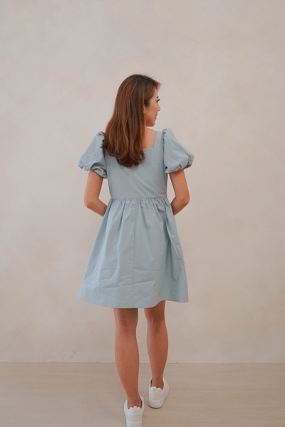 Kinship Puff-Sleeve Babydoll Dress - Powder Blue