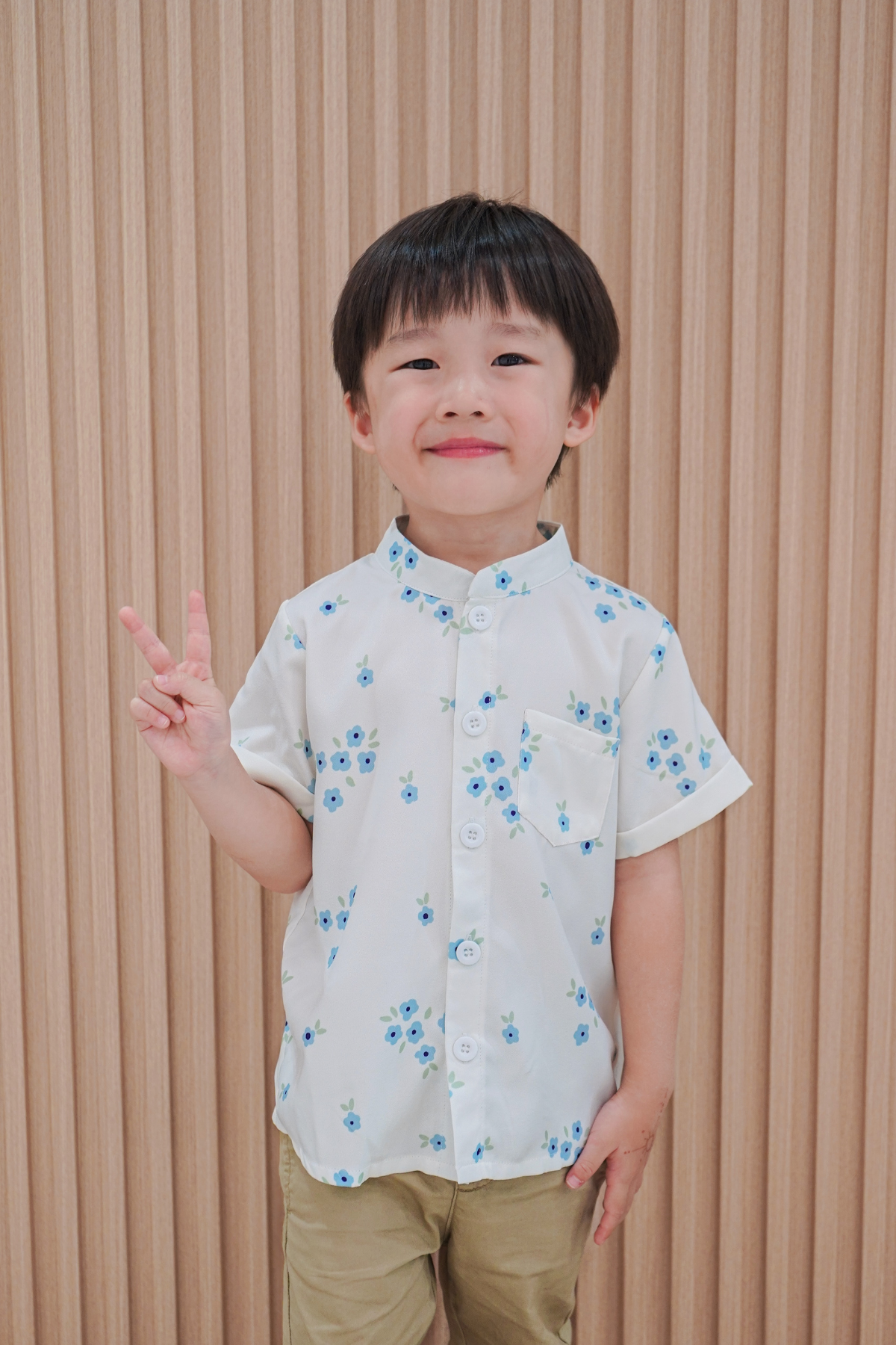 Spring Harmony Boy Mandarin Collar Shirt