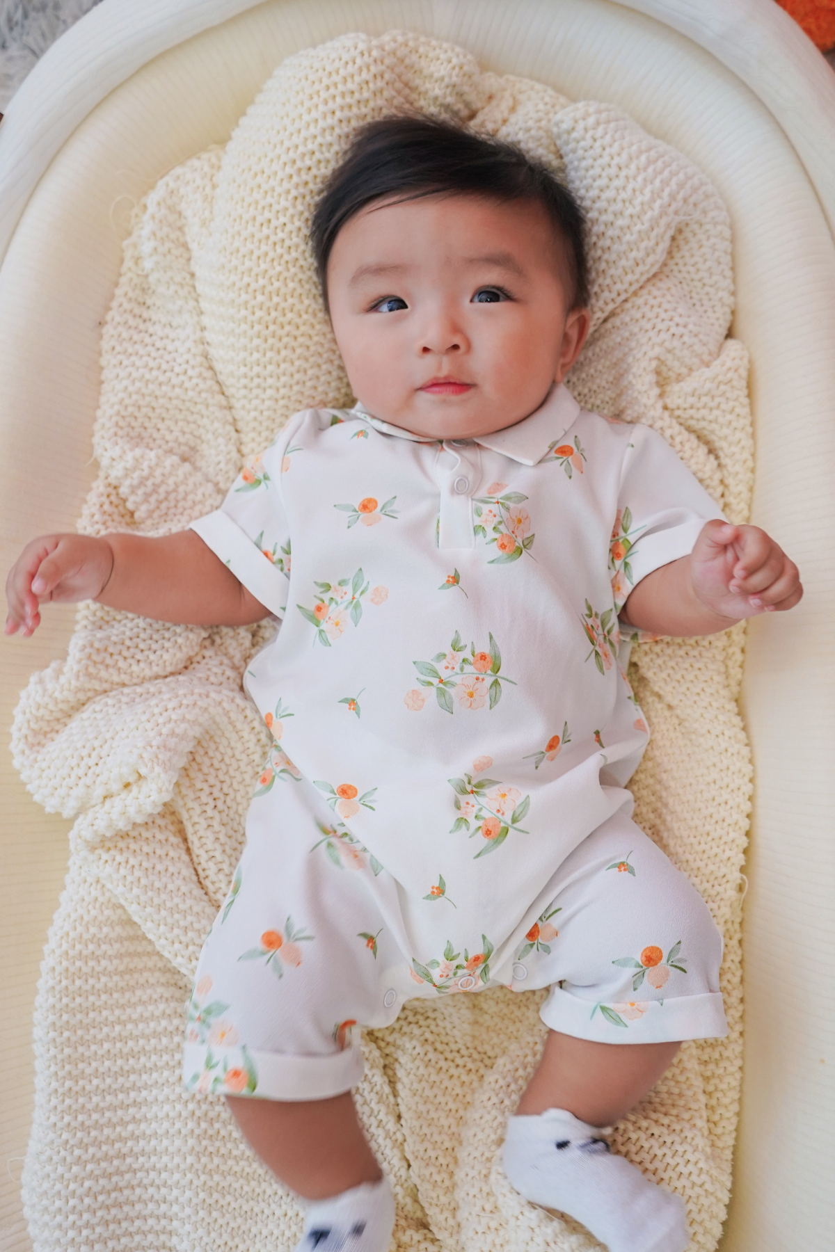 Abundance Blossoms Baby Relaxed Collar Shirt Playsuit