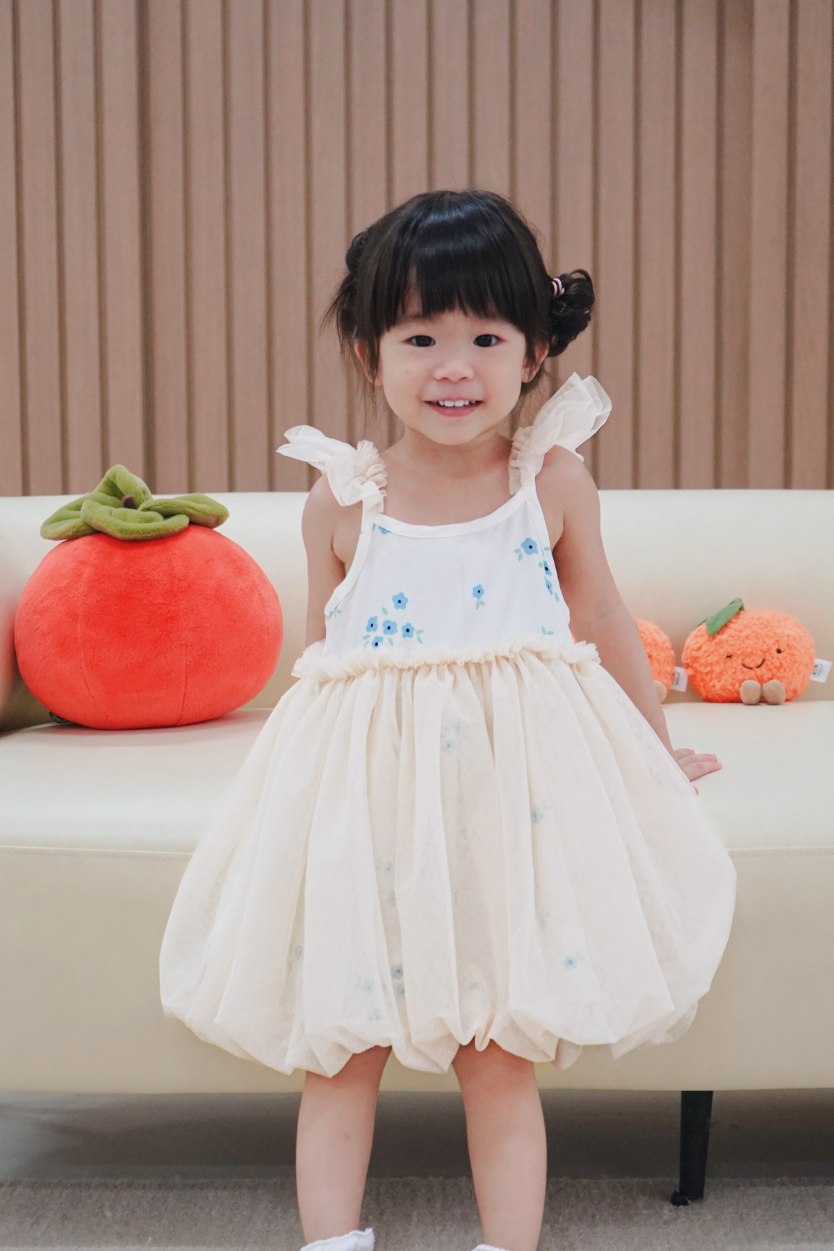 Spring Harmony Girl Ruffled Sleeve Bubble Dress