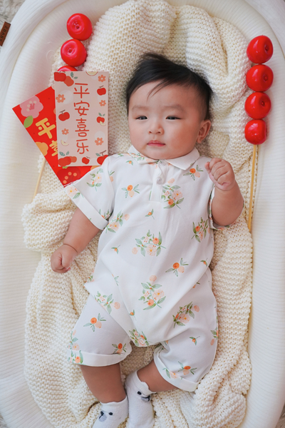 Abundance Blossoms Baby Relaxed Collar Shirt Playsuit