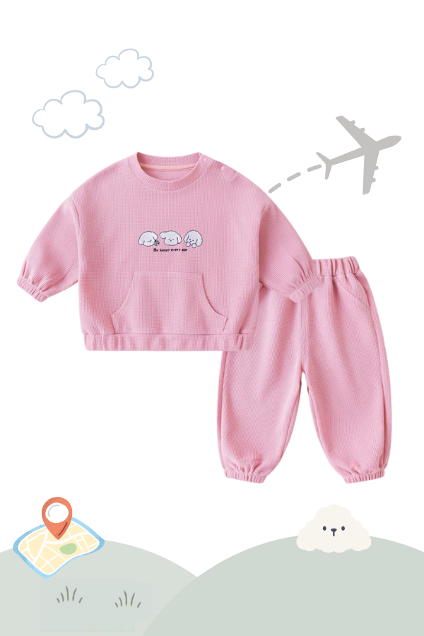 Holiday Traveller Waffle Sweater Set Puppy