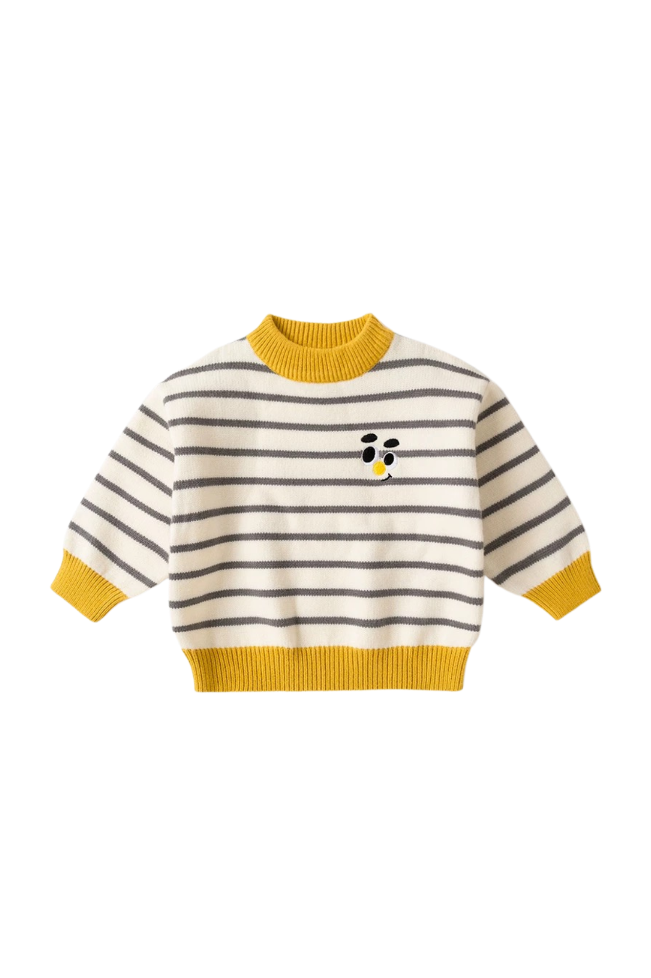 Kids Knitted Stripes Sweater Mustard