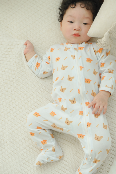 Soft Organic Cotton Sleepsuit Happy Puppy