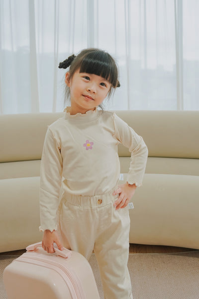 Kids Girl Daisy Long Sleeve Top Cream