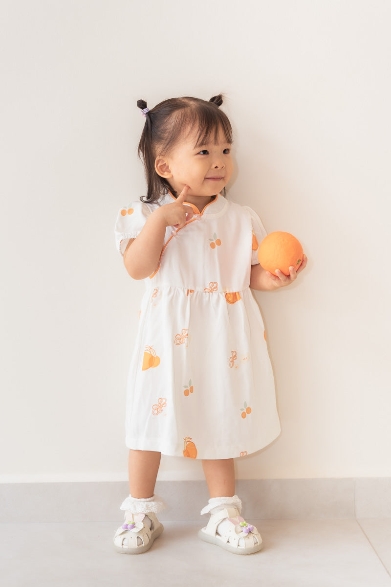 Prosperity Oranges Girl Cheongsam Flare Dress