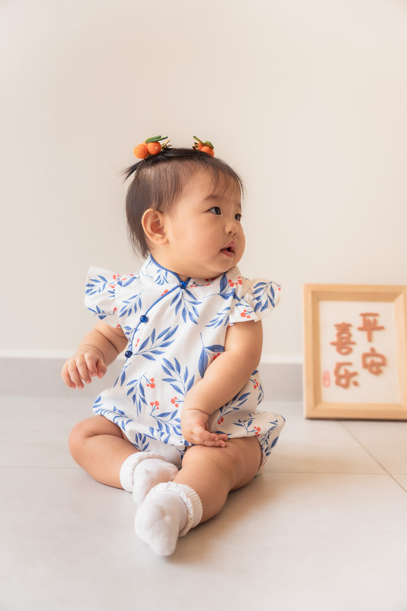 Harmony Girl Mandarin Collar Ruffled Romper