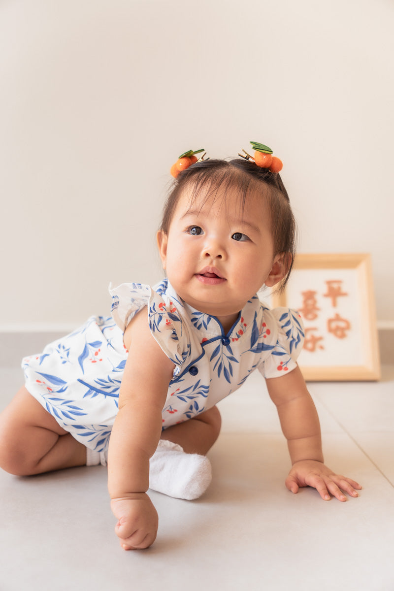 Harmony Girl Mandarin Collar Ruffled Romper