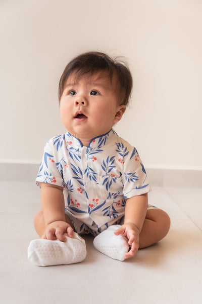 Harmony Baby Mandarin Collar Shirt Romper