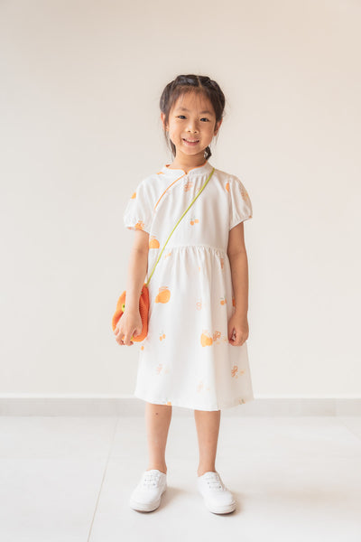 Prosperity Oranges Girl Cheongsam Flare Dress