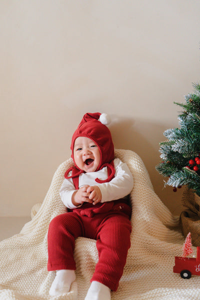 Gingerbread Ribbed Baby 3-piece Jumpsuit Set