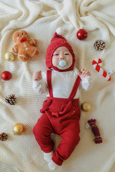 Gingerbread Ribbed Baby 3-piece Jumpsuit Set