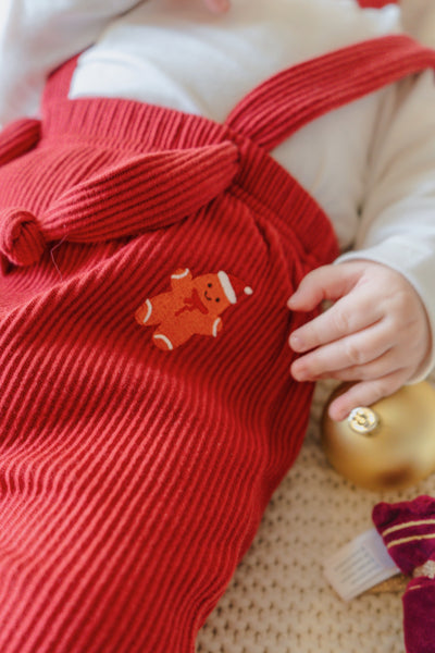 Gingerbread Ribbed Baby 3-piece Jumpsuit Set