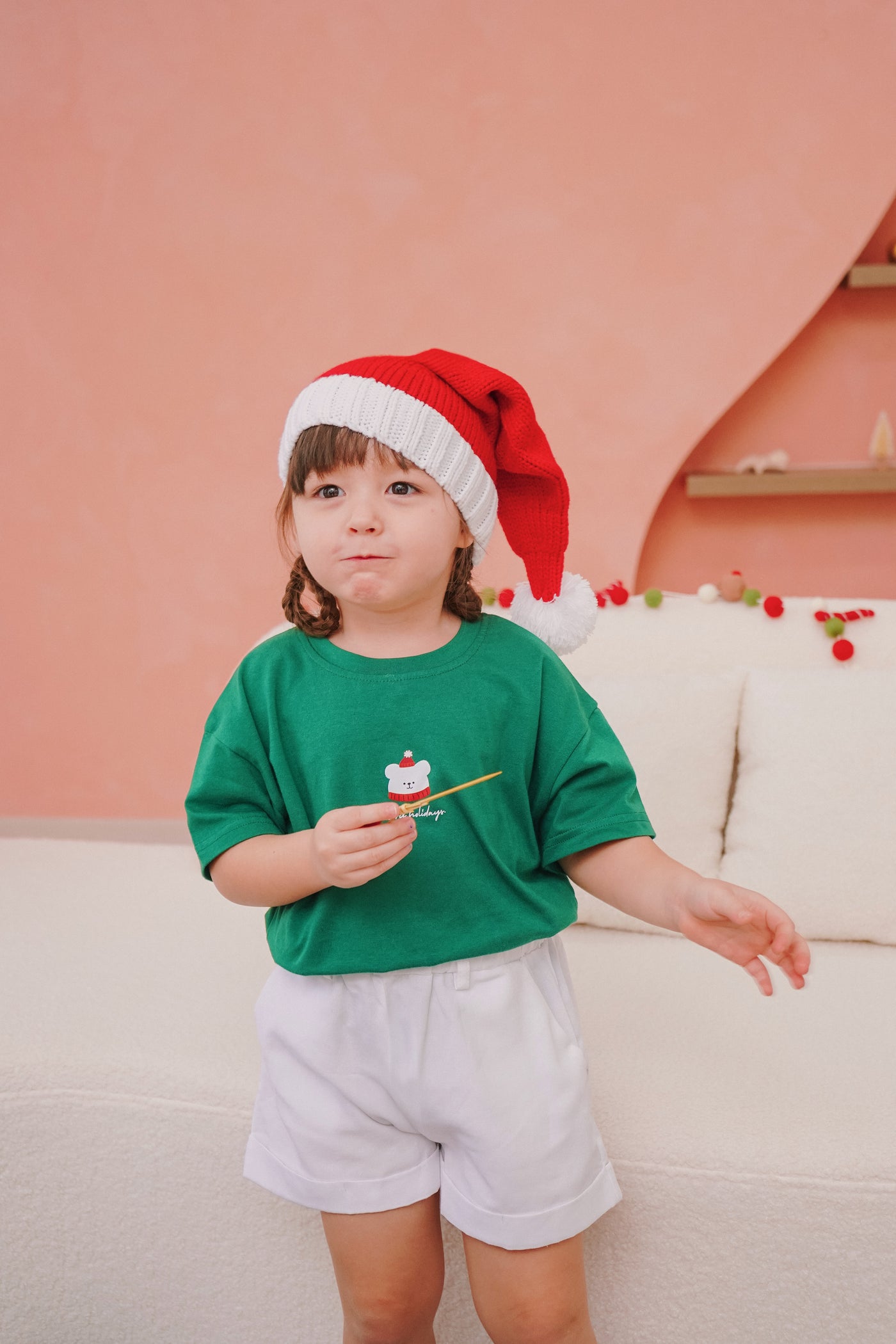 Merry Holidays Kids Relaxed Olive Tee (Unisex) Lo