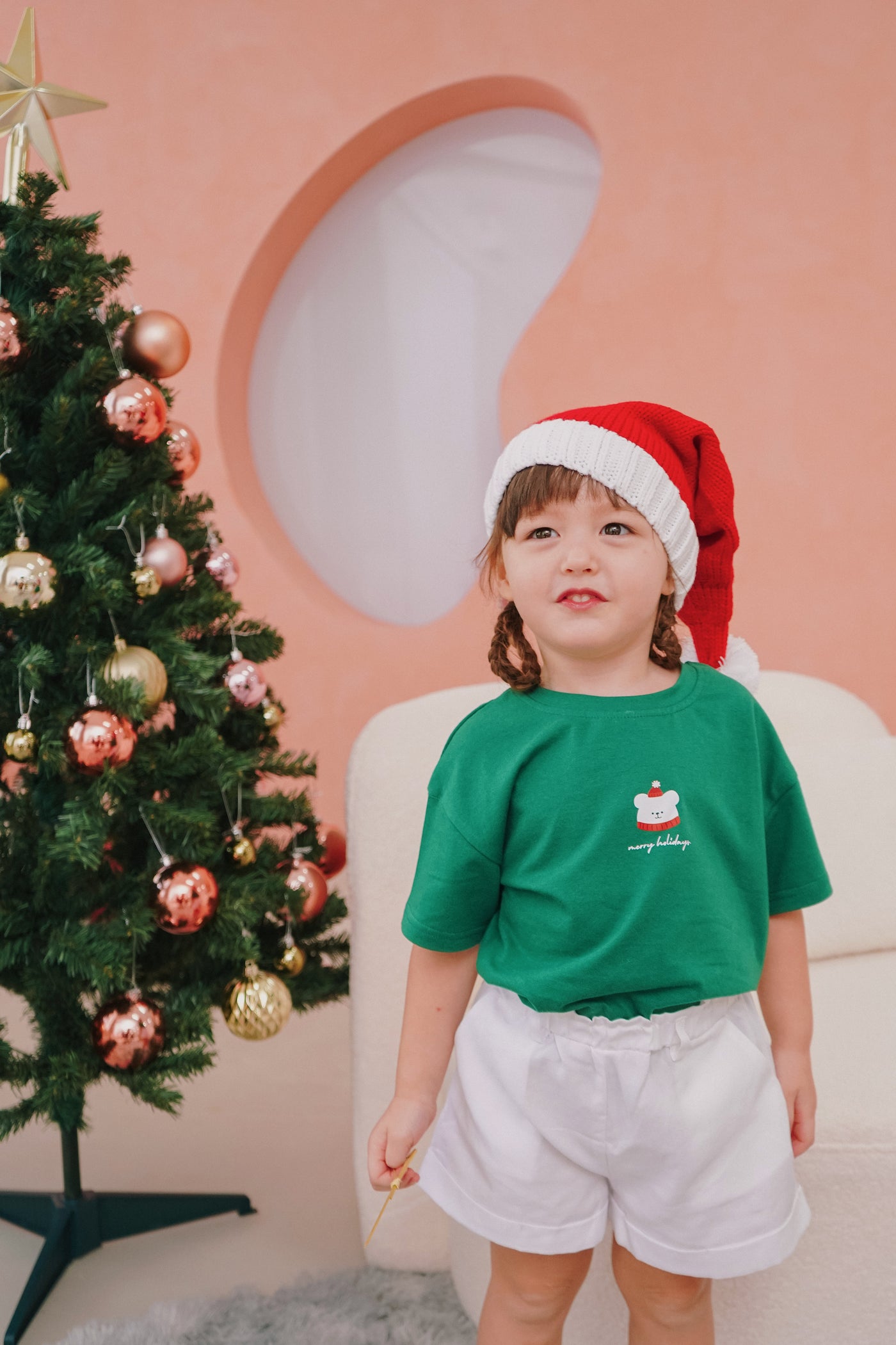 Merry Holidays Kids Relaxed Olive Tee (Unisex) Lo