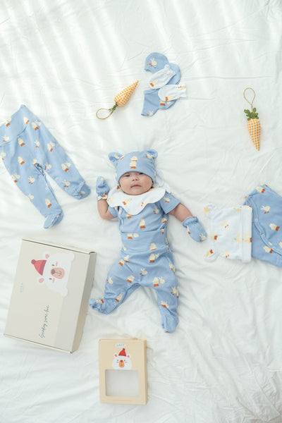 Organic Baby Firsts 8 Piece Bunny Set Cozy Blue