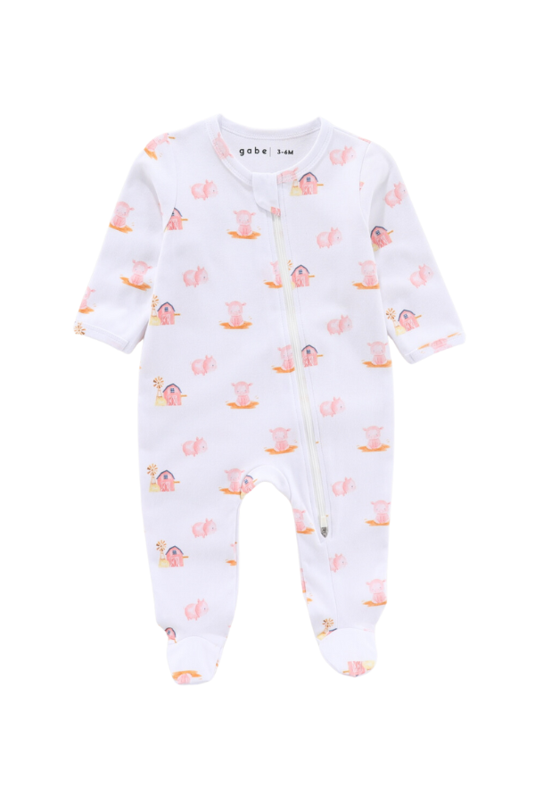 Soft Organic Cotton Sleepsuit Piglet in the Farm